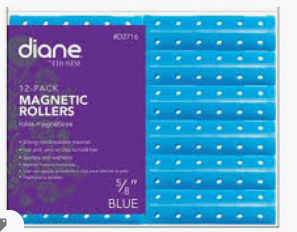 Diane 12-Pack Snap-On Magnetic Rollers 5/8" Blue