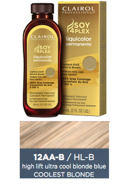Clairol Professional Soy 4Plex Liquicolor Permanent 12AA-B/HL-B High Lift Ultra Cool Blonde-Blue