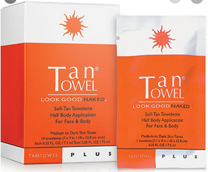 Tan Towel Self-Tan Towelettes - Medium to Dark Skin Tones 10 pack half body