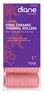 Diane 5-Pack Ionic Ceramic Thermal Rollers 1" Pink
