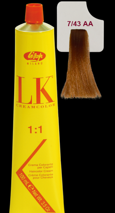 LK Cream  Color 7/43 AA Medium Mahogany Golden Blonde