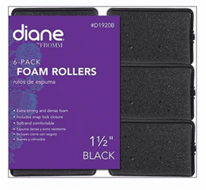 Diane 6-Pack Foam Rollers 1 1/2" Black
