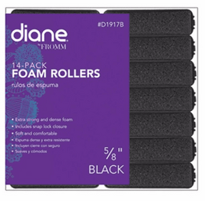 Diane 14-Pack Foam Rollers 5/8" Black