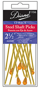 Diane Steel Shaft Picks Amber 2 1/2” 12 Pack