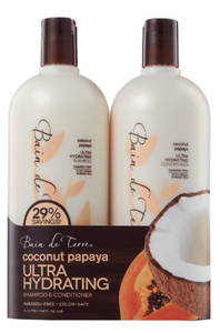 Bain de Terre Coconut Papaya Ultra Hydrating Shampoo & Conditioner Liter Duo
