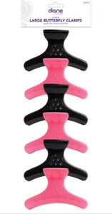 Diane 6 Pack Large Butterfly Clamps pink/black