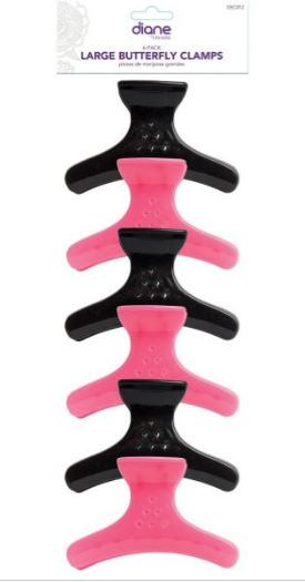 Diane 6 Pack Large Butterfly Clamps pink/black