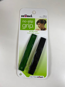 Scunci No Slip Grip 2 Piece Barrette Green/Black
