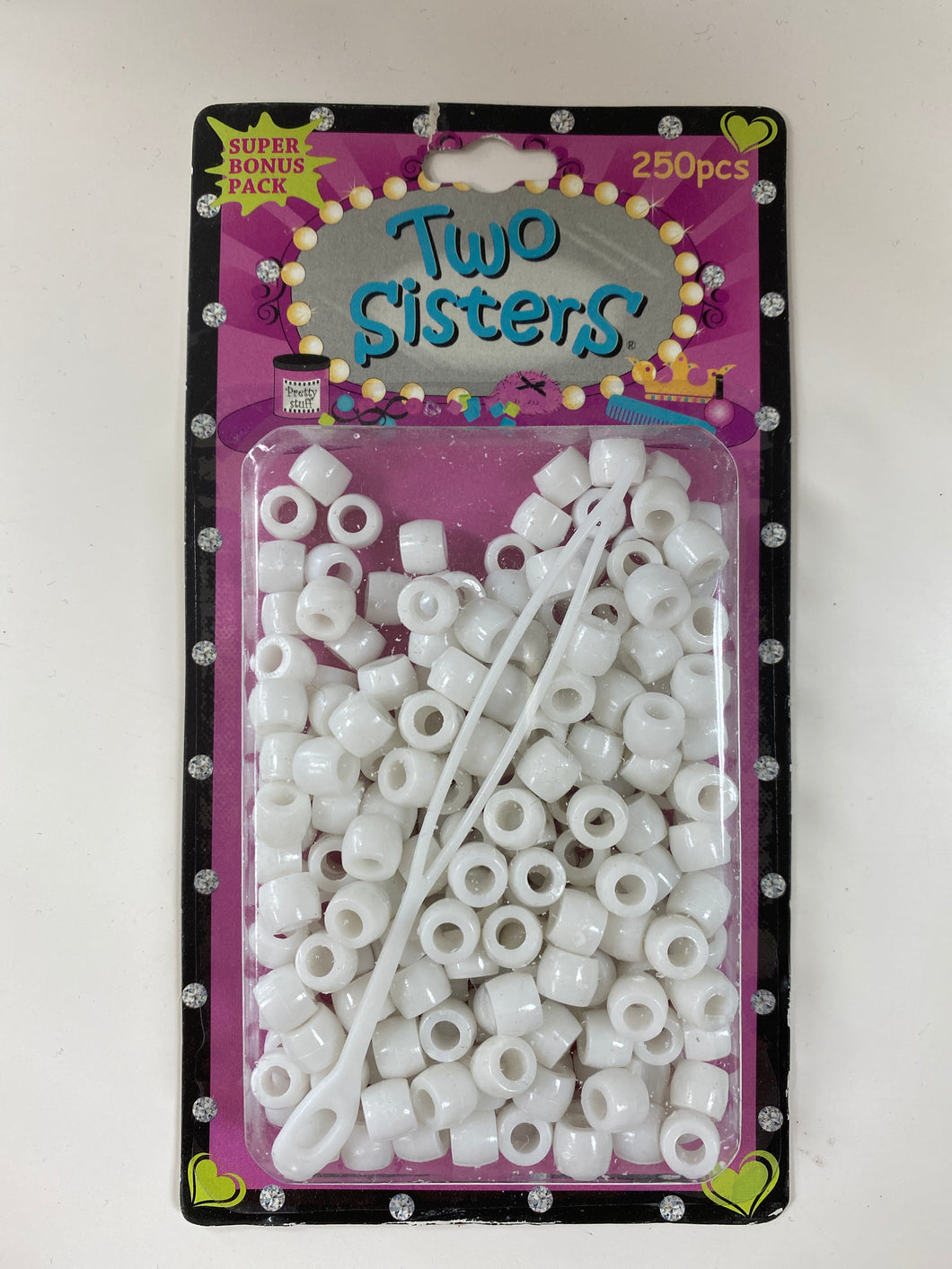 Two Sisters White Hair Beads 250 Count