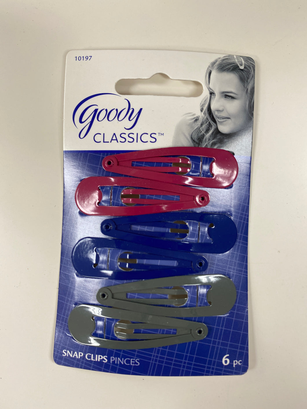 Goody Classic 6 Piece Snap Clips Pink/Blue/Gray