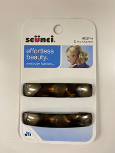 Scunci 2 Piece Barrettes Brown