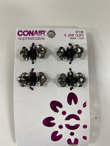 Conair Sophisticates 4 Jaw Clips Black/Silver